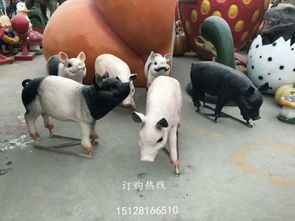 家禽动物系列 玻璃钢猪雕塑厂家 仿真景观效果